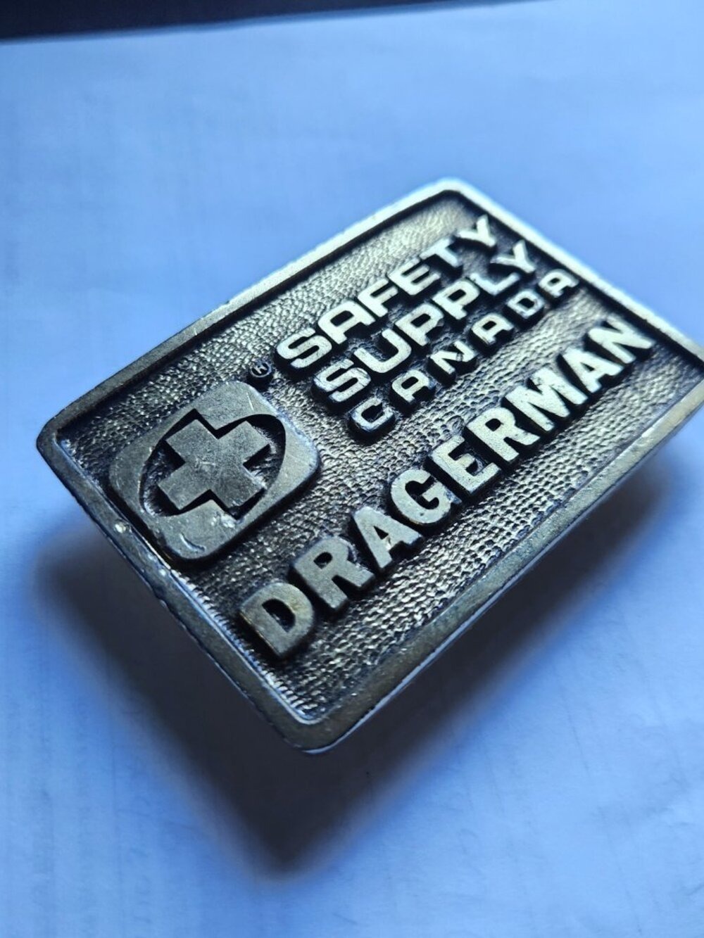 Vintage Safety Supply Canada Dragerman Belt Buckle Cast Metal Mine Rescue
